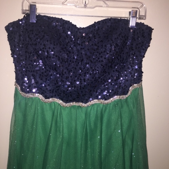 Deb homecoming formal dance sequins rhinestones glitter strapless dress SIZE 16 - Picture 6 of 11